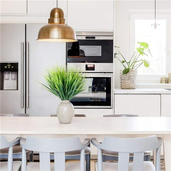 Artificial Outdoor Grass 12 Bundles UV Resistant Faux Plants Garden Decor - Picture 4 of 8